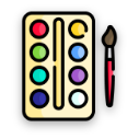 Paint brush and palette color line icon