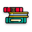 Stack of library books line color icon