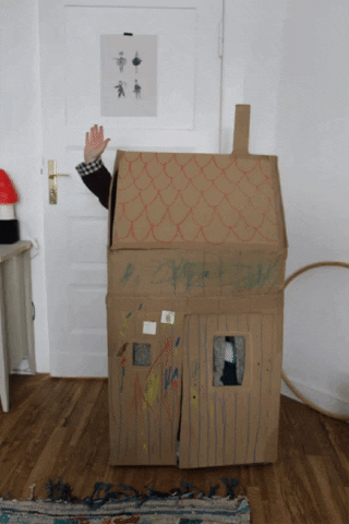 Cardboard box house arts and crafts