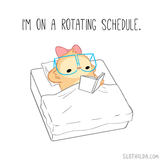 rotating schedule cartoon gif